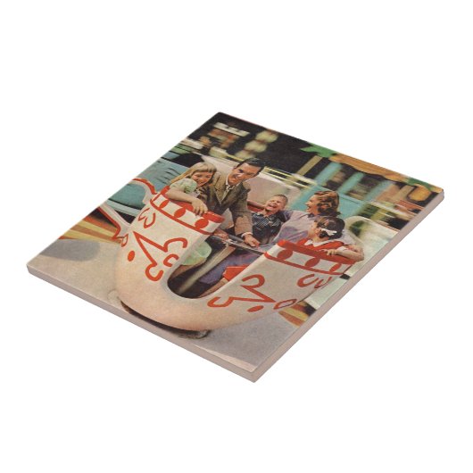 teacup-rit bij het pretpark tegeltje (Zijkant)