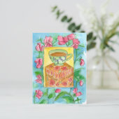 Teacup Roze Zoeterwten Bloemen Waterverf Briefkaart (Staand voorkant)