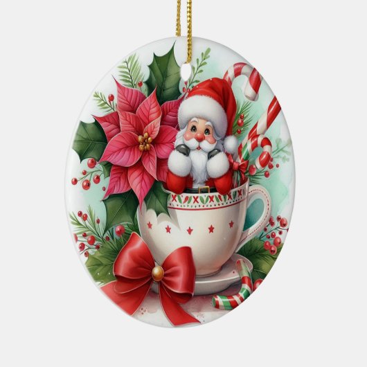 Teacup Santa 6 Keramisch Ornament (Rechts)