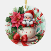 Teacup Santa 6 Keramisch Ornament (Voorkant)