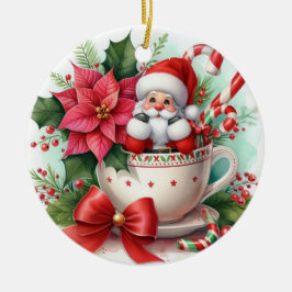 Teacup Santa 6 Keramisch Ornament