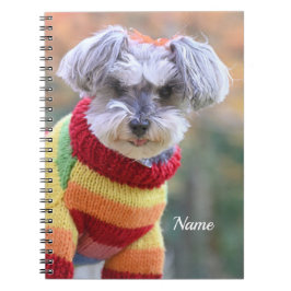 Teacup Schnauzer Puppy Dog in Sweater Notitieboek