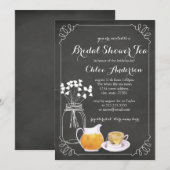 Teacup schoolbord Elegante Bruids Douche Uitnodigi Kaart (Voorkant / Achterkant)