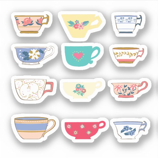 Teacup-Stickers Sticker (Voorkant)