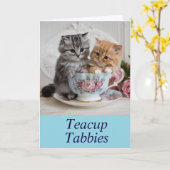 Teacup Tabbies Gevouwen Wenskaart Kaart (Gele Bloem)