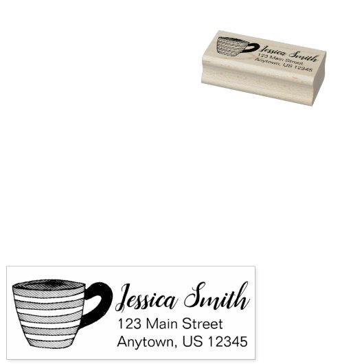 Teacup Tea Cup Gepersonaliseerd adres Rubber Stamp Rubberstempel (Gestempeld)