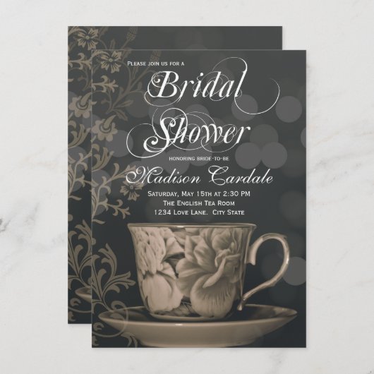 Teacup Tea Party Bridal Shower Invitations Kaart (Voorkant / Achterkant)