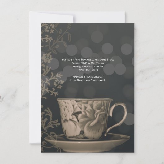  Teacup Tea Party Bridal Shower Invitations Kaart (Achterkant)