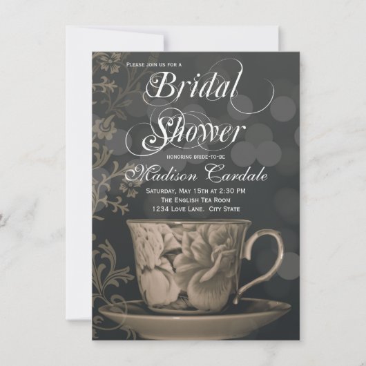  Teacup Tea Party Bridal Shower Invitations Kaart (Voorkant)