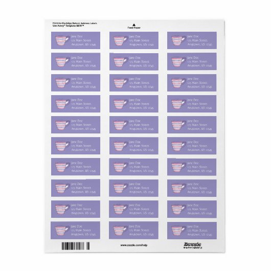 Teacup Tea Party Return Address Labels (Full Sheet)