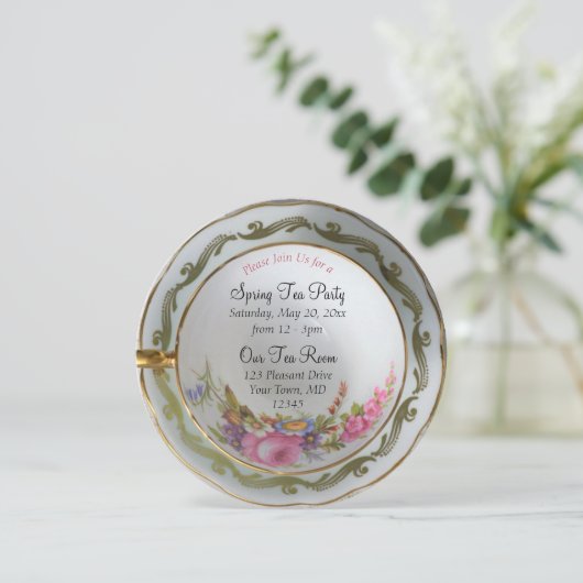 Teacup Tea Party uitnodiging (Staand voorkant)