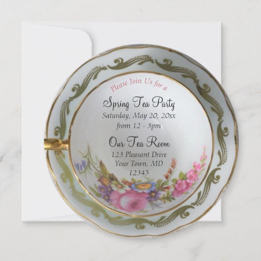 Teacup Tea Party uitnodiging (Voorkant)