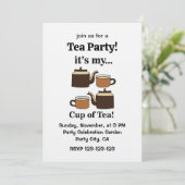 Teacup Teapot Its My Cup of Tea Party Kaart (Staand voorkant)