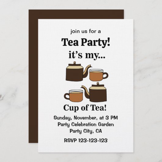 Teacup Teapot Its My Cup of Tea Party Kaart (Voorkant / Achterkant)