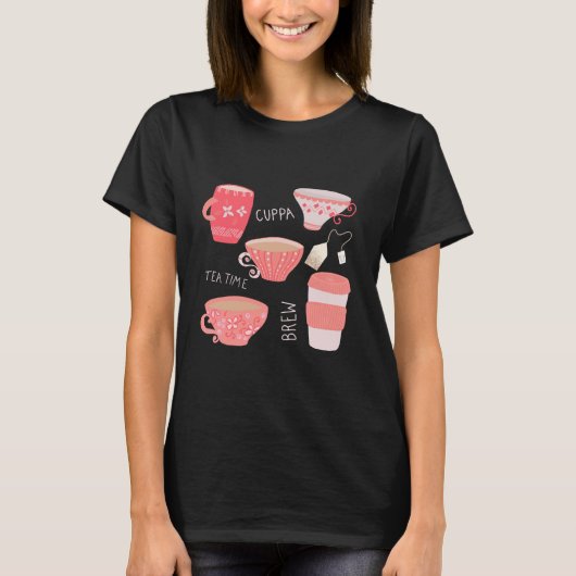  Teacup Theepot illustratie T-shirt (Voorkant)