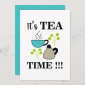 Teacup tijd voor Tea Retro Tea Party Kaart (Voorkant / Achterkant)