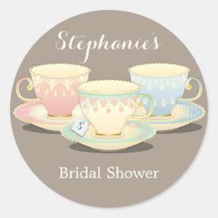 Teacup Trio Chic Vrijgezellenfeest Tea Party Stick Ronde Sticker