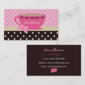 Teacup van meisjes in theewinkelroze en bruine pok visitekaartje (Voorkant / Achterkant)