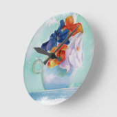 TEACUP VAN PANSIES WALL CLOCK RONDE KLOK (Hoek)