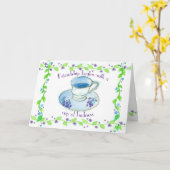 Teacup-vriendschap begint met een beker van eigenh kaart (Gele Bloem)