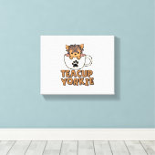 Teacup Yorkie puppy Canvas Afdruk (Insitu (Houten vloer))