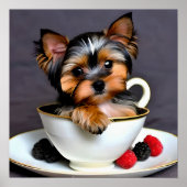 Teacup Yorkie Puppy in een Teacup Poster (Voorkant)