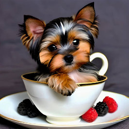 Teacup Yorkie Puppy in een Teacup Poster