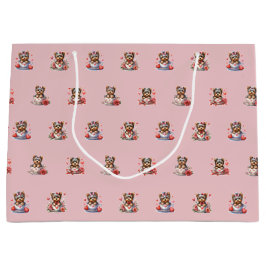 Teacup Yorkie Valentijnsdag - Roze Groot Cadeauzakje
