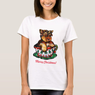 Teacup Yorkies Kerstmis T-shirt