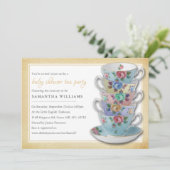 Teacups Baby shower Tea Party Kaart (Staand voorkant)