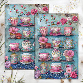 TEACUPS DECOUPAGE WEEFSELPAPIER TISSUEPAPIER