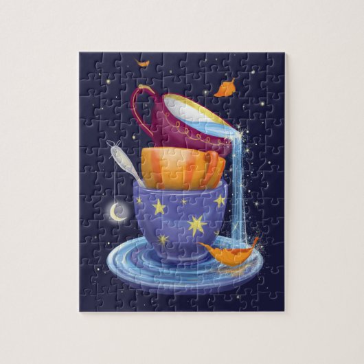Teacups Herfst Whimsical Jigzaag Puzzle Legpuzzel (Verticaal)