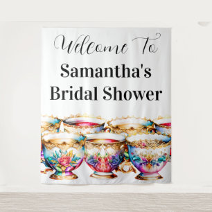 Teacups high tea bloemen zomer lente chic wandkleed