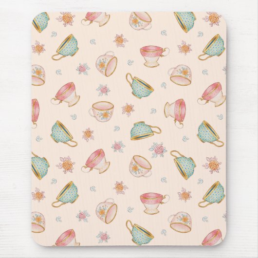  Teacups (Linen) patroon - Muismat (Voorkant)