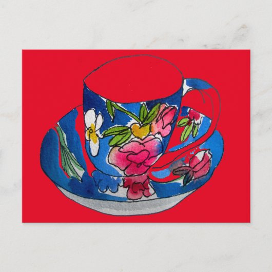 Teacups originele illustratie van de waterverf Briefkaart (Voorkant)