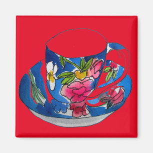  Teacups originele illustratie van de waterverf Magneet