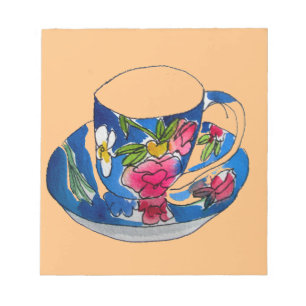  Teacups originele illustratie van de waterverf Notitieblok