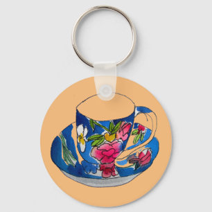  Teacups originele illustratie van de waterverf Sleutelhanger