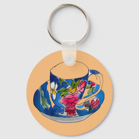  Teacups originele illustratie van de waterverf Sleutelhanger (Voorkant)
