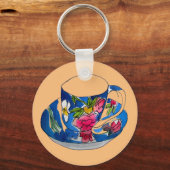  Teacups originele illustratie van de waterverf Sleutelhanger (Voorkant)