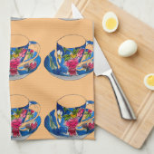  Teacups originele illustratie van de waterverf Theedoek (Quarter Fold)