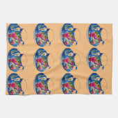  Teacups originele illustratie van de waterverf Theedoek (Horizontaal)