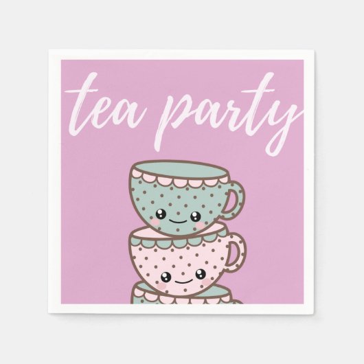 Teacups Roze Tea Party Servet (Voorkant)