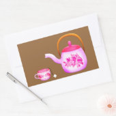 Teacups teapot illustratie Rechthoekige Sticker (Envelop)