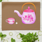  Teacups teapot illustratie Theedoek (Gevouwen)