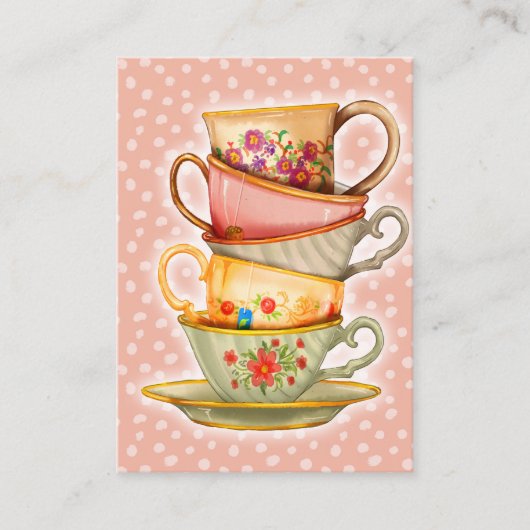 Teacups Visitekaartjes -  Tea Cup Party (Voorkant)