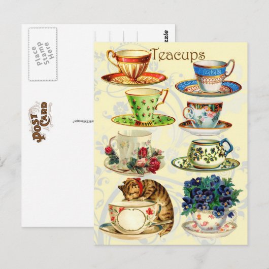 Teacups voor Tea Time Briefkaart (Voorkant / Achterkant)