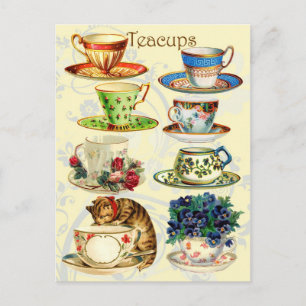 Teacups voor Tea Time Briefkaart