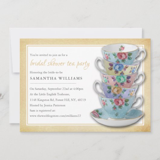  Teacups Vrijgezellenfeest Tea Party Kaart (Voorkant)