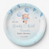 Teady Baby Beer waterverf Boho Blue Balloons Papieren Bordje (Voorkant)